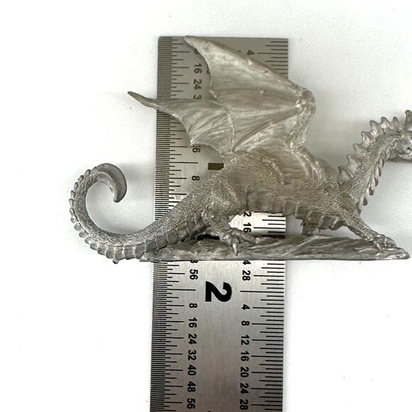 Vintage Grenadier Pewter Horned Dragon Figurine 1986 M97 Fantasy Lords D&D - Picture 4 of 8